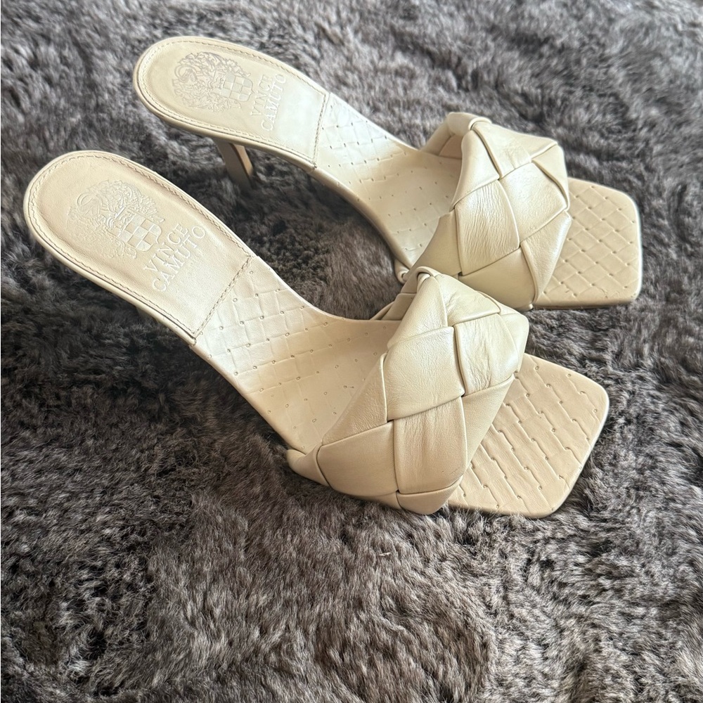 Vince Camuto Cream Woven Sandals